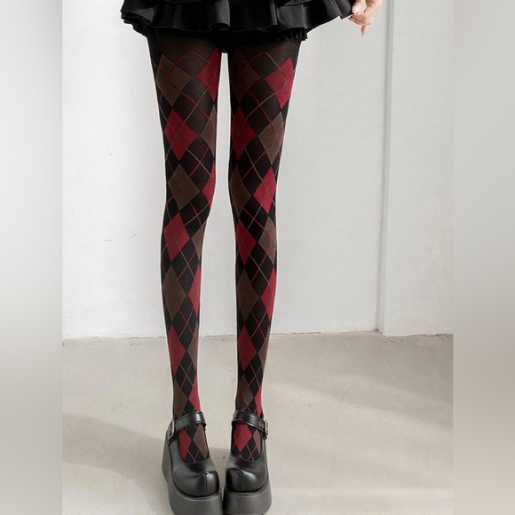 🆕 Argyle Opaque Pantyhose Tights - Picture 4 of 5